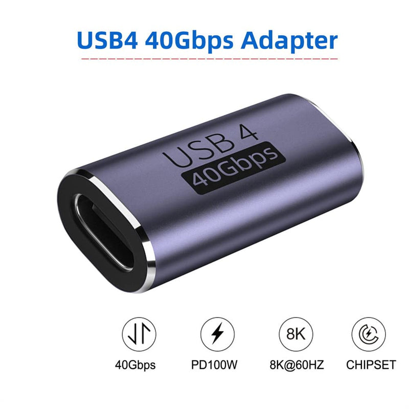 [Australia - AusPower] - Cablecc 40Gbps Female to Female USB4 Type C 100W Power Data 8K Video Adapter Extender for Laptop Phone 