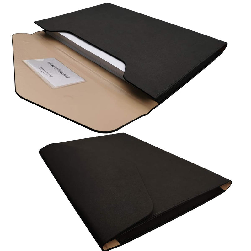 [Australia - AusPower] - Enyuwlcm PU Leather A4 File Folder Document Holder Waterproof Portfolio Envelope Folder Case with Invisible Magnetic Closure Black 
