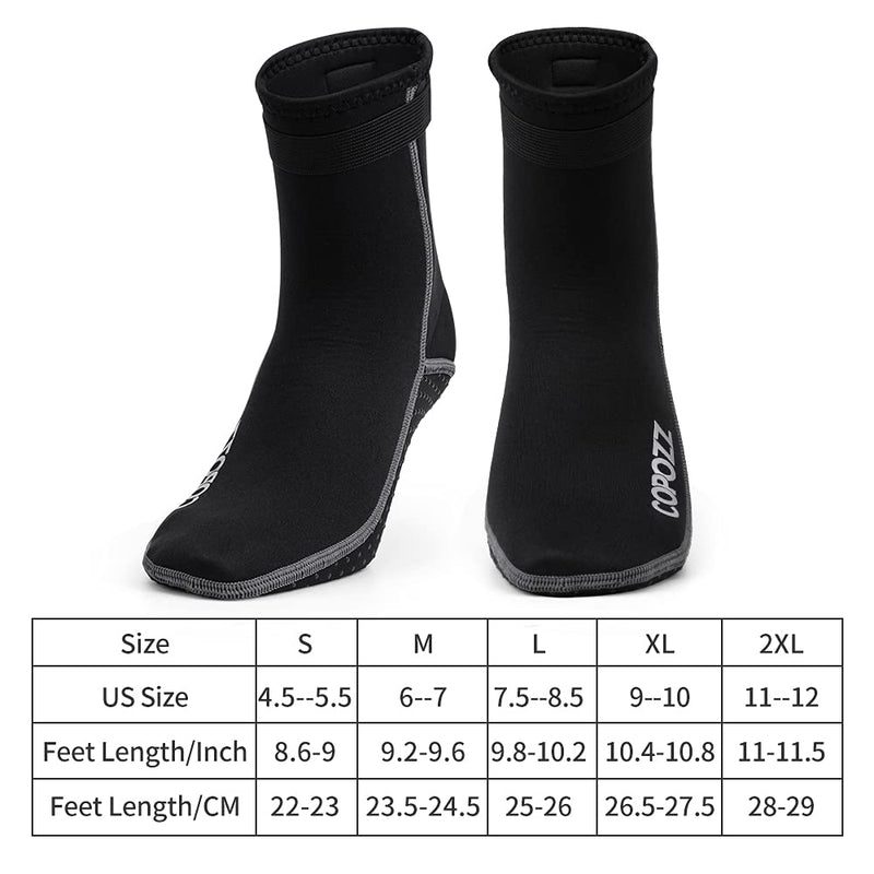 [Australia - AusPower] - COPOZZ Diving Socks 3mm Neoprene Beach Water Socks-Anti Slip for Snorkel Swim Youth Men Women Black Small 