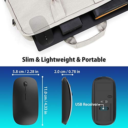 [Australia - AusPower] - OKIMO Rechargeable Wireless Mouse, 2.4Ghz Silent Computer Office Portable Slim Optical Mouse with USB Receiver Type-C, 3-Level Adjustable DPI for Laptop, Computer, MacBook, Notebook, PC (Black) 