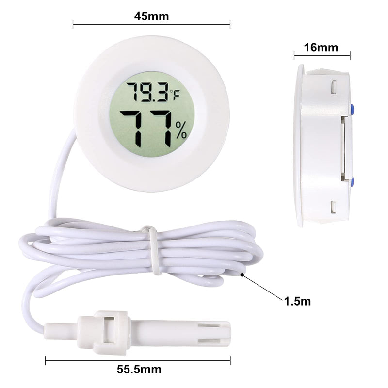 [Australia - AusPower] - Alinan 2pcs Mini Digital Thermometer Hygrometer with Probe Humidity Temperature Gauge with LCD Dispaly for Greenhouse Incubator Reptile Terrarium Humidor, 1.5m Cable, Fahrenheit (℉)/Celsius(℃) 