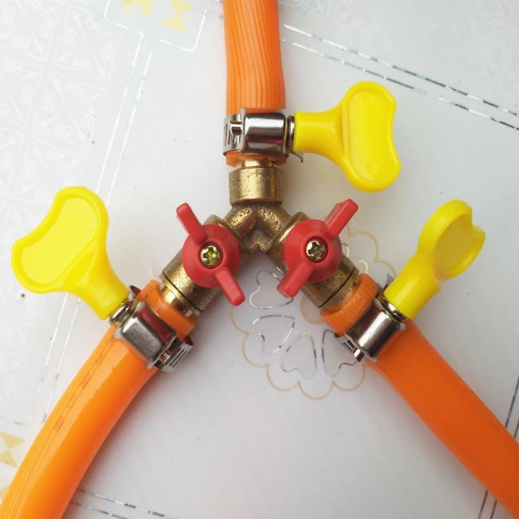 [Australia - AusPower] - Chiloskit Brass Y Shaped Type 3 Way Split Hose Shut Off Ball Valve Fitting Fuel Gas Clamp Kit (8mm (5/16")) 8mm (5/16") 