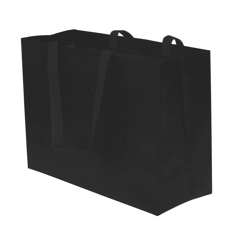 [Australia - AusPower] - Reusable Gift Bags - 12 Pack Totes with Handles, Black Fabric Cloth for Shopping, Merchandise, Boutiques, Small Business Bulk 16x6x12 