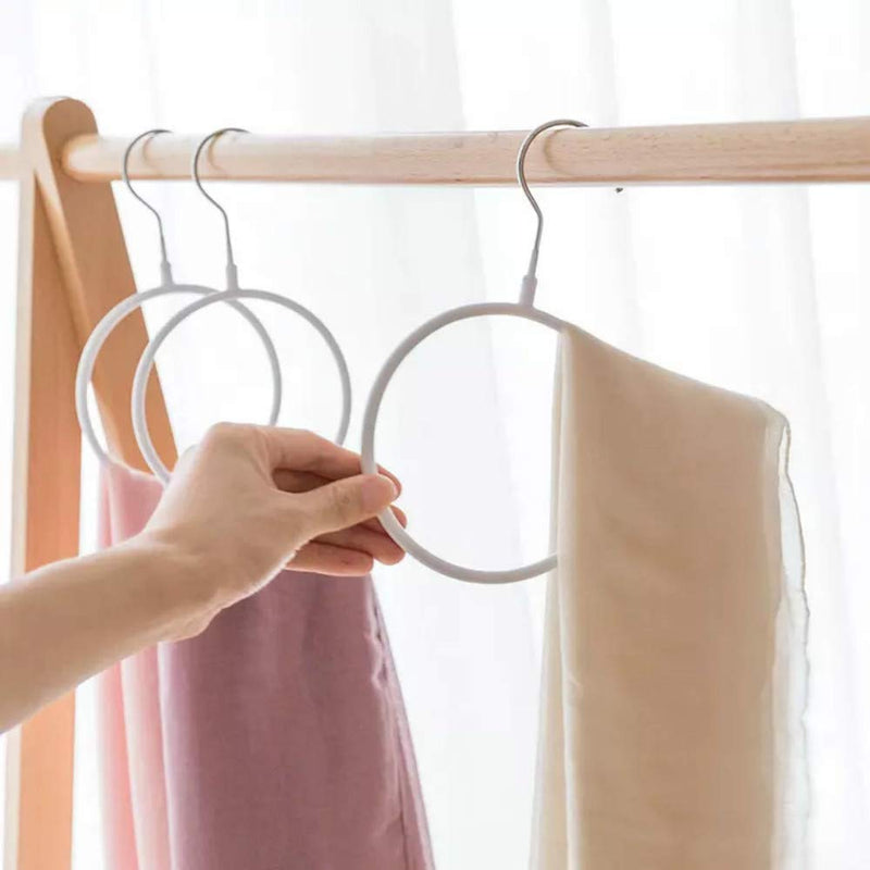 [Australia - AusPower] - Joyindecor Belt/Scarf Hangers for Closet - 8 PCS Nonslip Steel Tie Rings Holder Organizer for Neckties, Shawls Scarves, Pashminas (White) White 