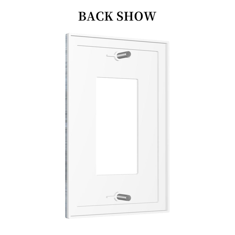 [Australia - AusPower] - 1 Gang Single GFCI/Decorator Rocker Outlet Light Switch Wall Plate Cover Modern Gallery Navy Indigo Blue Gray Abstract Grey Brush Art Paint Blue Grey Decorative One Device Electrical Faceplate Dimmer 1-Gang Decorator Teal Turquoise Blue Art Abstract 
