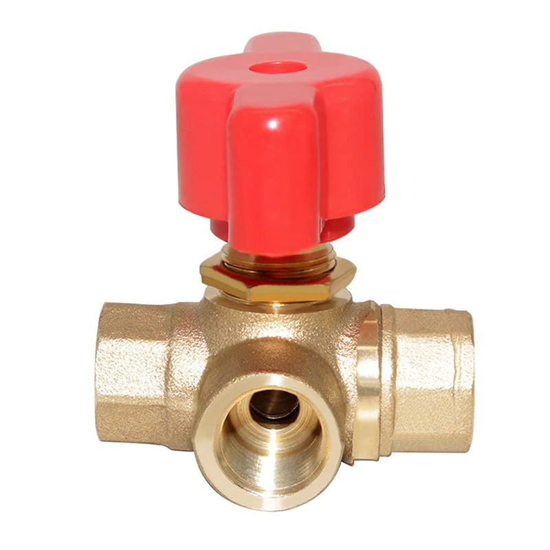 [Australia - AusPower] - Joywayus 3-Way (L-Port) 1/4"NPT Female Brass Ball Valve Anti-Rust Forged Brass Shut Off Valve Fitting with Red Plastic Handle 