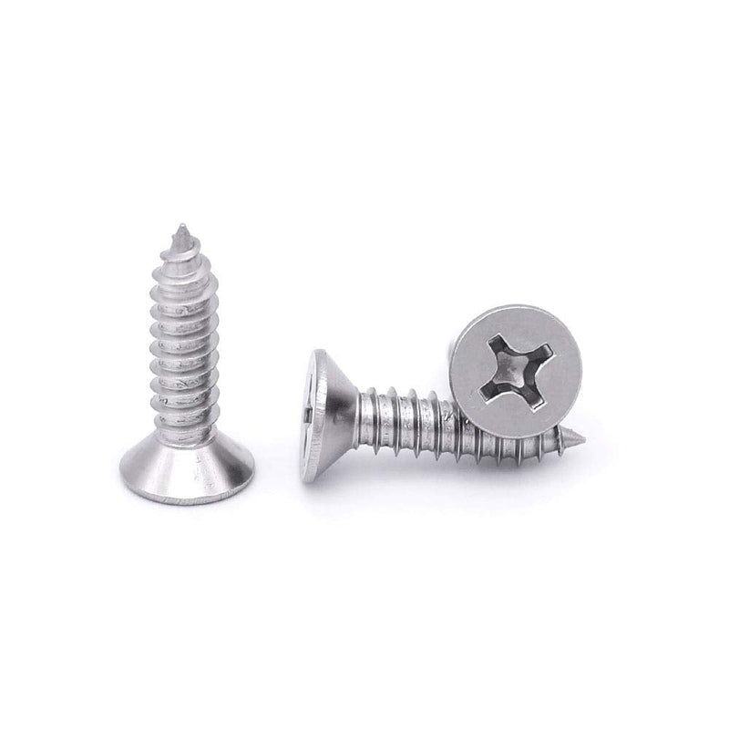 [Australia - AusPower] - #8 x 1/2" Flat Head Sheet Metal Screws Phillips Drive Wood Screws, 304 Stainless Steel 18-8, Self Tapping, Pack of 100 #8 x 1/2" (100 pcs) 
