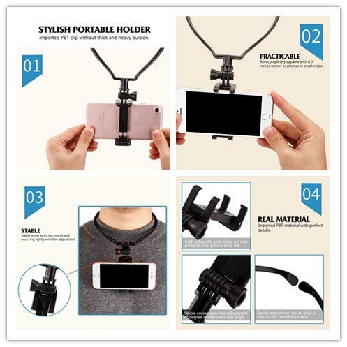 [Australia - AusPower] - FastSun Phone Neck Holder Lazy Neck Holder Stand Universal Neck Hanging Holder Smart Phone Sport Camera Self-Timer Tool Adjustable 4-6 inch Bracket for iPhone for Samsung for GoPro Black 