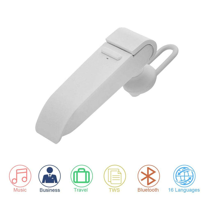 [Australia - AusPower] - Richer-R Instant Smart Translator Device, Portable and Perfect Stereo Headset Smart Multi-Language Translation Bluetooth Wireless in Ear Earpiece Earbuds Earphones for Business Learning Travel(White) White 