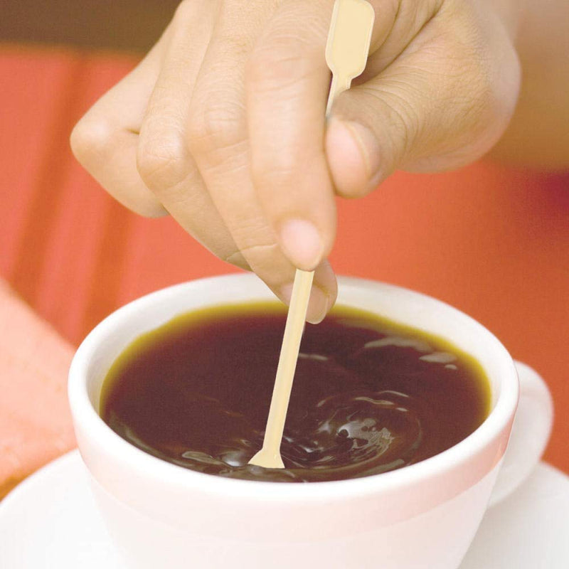 [Australia - AusPower] - Coffee Spoon 500 PCS Disposable Tiny Coffee Tea Spoon Beige Plastic Stir Cocktail Sticks Mini Tea Stirrer 