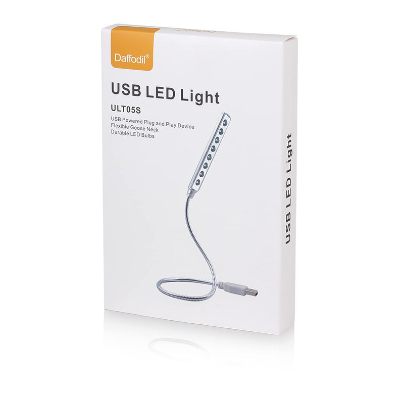 [Australia - AusPower] - USB LED Light - 8 Super Bright LED Reading Lamp - No Batteries Needed - PC & Mac Compatible (ULT05 Silver) 