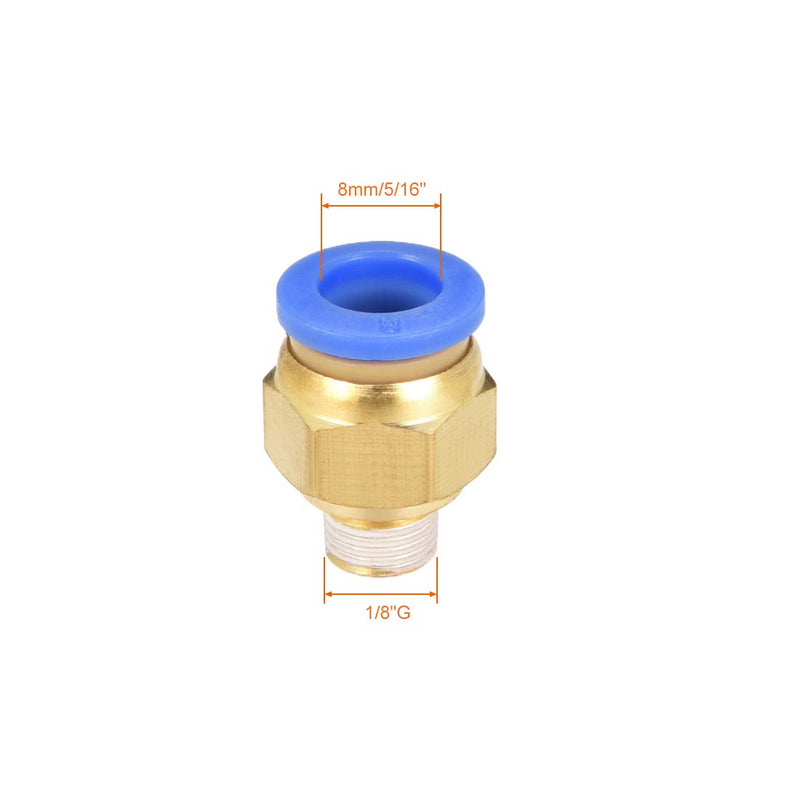 [Australia - AusPower] - uxcell Straight Pneumatic Push to Quick Connect Fittings G1/8 Male x 8mm Tube OD 10pcs 