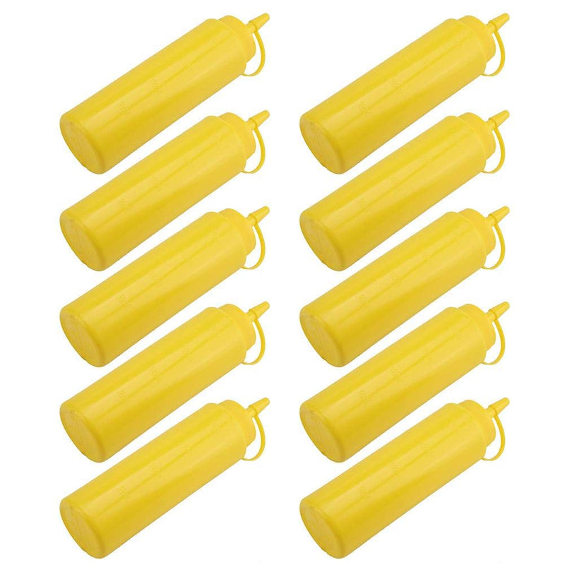 [Australia - AusPower] - 240ml 10 Pack Plastic Squeeze Condiment Bottle Squirt Bottles with Twist On Cap Lids Perfect For Ketchup, BBQ, Sauces, Condiments, Dressings and More(Yellow) White 