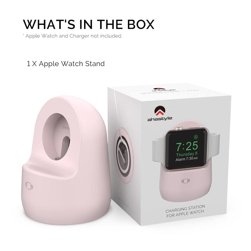 [Australia - AusPower] - AhaStyle iWatch Stand Silicone Charging Dock Holder Accessories for Apple Watch Series 7/6/5/4/3/2/1/SE(45/44/42/41/40/38mm), Supports Nightstand Mode【Adapters NOT Included】(Pink) Pink 