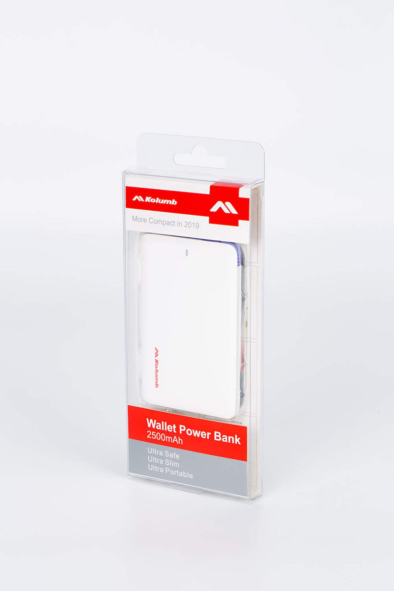 [Australia - AusPower] - Ultra-Slim Ultra-Portable Ultra-Safe 2500mAh Wallet Pocket Power Card Power Bank, ONE-for-All External Mini Battery for Most Smart Phone and Digital Devices(White with Lightning Adapter) 