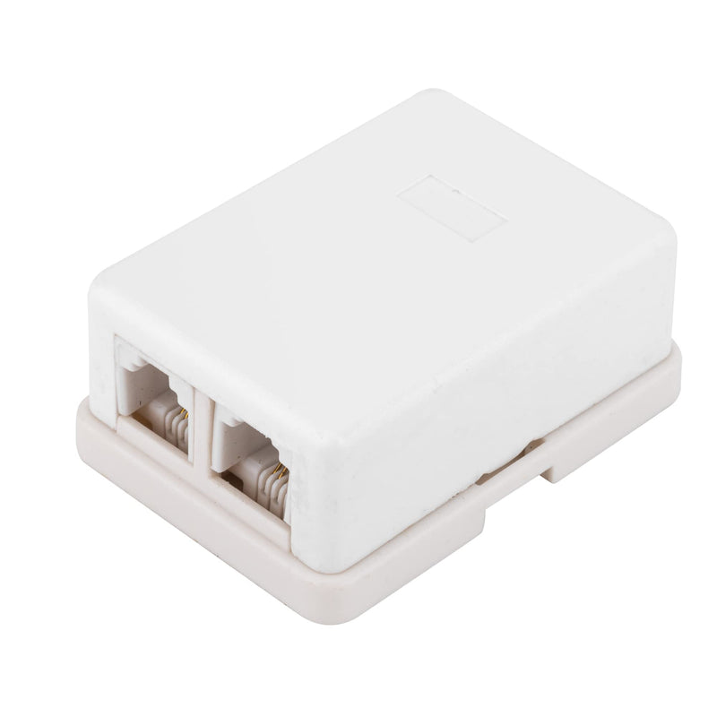 [Australia - AusPower] - Phone Jack Surface Mount Dual Port Telephone Jack Box with 2 RJ11 6P4C Female Outlets 2pack white 