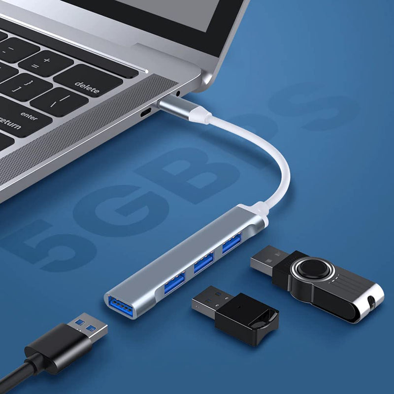 [Australia - AusPower] - JacobsParts USB-C Type C to USB 3.0 4 Port Hub Splitter for MacBook Pro/Air, iPad, PC, Chromebook, Phone (Black) Black 
