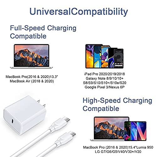 [Australia - AusPower] - Type C Fast Charger, 20W PD USB C Block with 6FT USB to USBC Cable for Samsung S22/S21/S21 ultra/S20 Ultra/Note 20 Ultra S10e A50 A03s, Google Pixel 3 4a 4 XL 5 6 Pro, LG Stylo 6/Velvet Charger+Cord White+Cord 