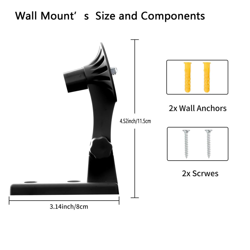 [Australia - AusPower] - TEKCAM Camera Wall Mount Compatible with Blink Mini Pan-Tilt Camera WYZE Cam Pan V3 V2 Battery Cam Pro Reolink E1, Wall Bracket 180°Adjustable Camera Wall Holder for Drill Installation, 2 Pack, Black (4.52 Lx 3.14 H) inch 