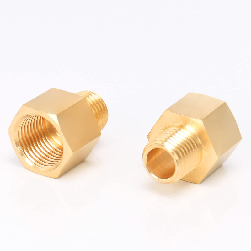 [Australia - AusPower] - BathAce Brass Pipe Fitting, Heavy Duty Metal Thread Solid Brass Reducer Adapter Pipe Reducing Connector, 2 Pack (1/4 Male Pipe x 3/8 Female Pipe) 1/4 Male Pipe x 3/8 Female Pipe 