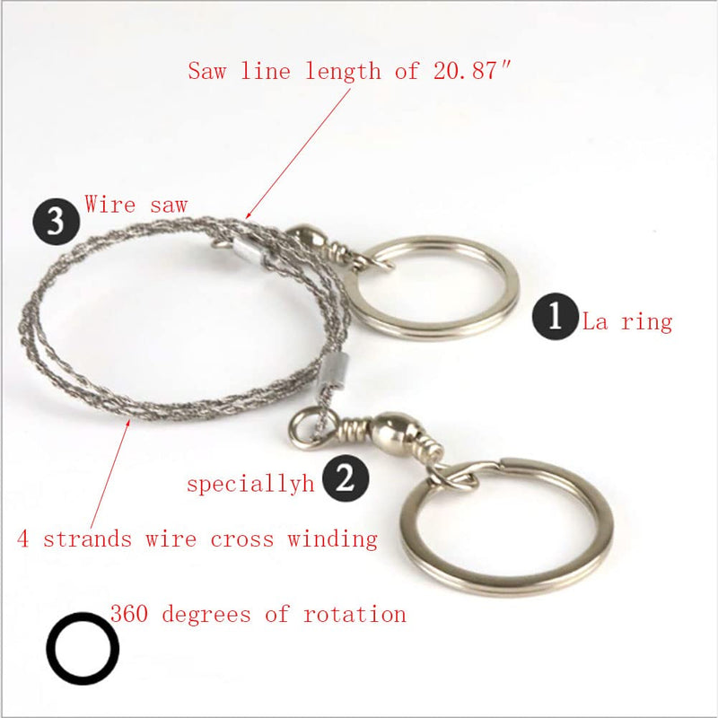 [Australia - AusPower] - NNNJunhua Stainless Steel Wire Saw Camping Survival Chain Saw Pocket Survival Gear Outdoors Emergency Survival Kit Portable Hand Saw Tool Hunting Hiking Tree Cutting 10 Pieces 