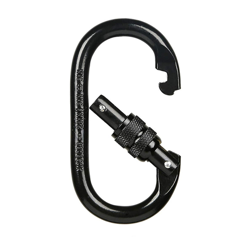 [Australia - AusPower] - Heavy Duty Locking Climbing Carabiner Clip (Blue) CE Rated 25 kN 5600 LB Rugged Terrain Approved Industrial Strength Twist Lock Carabiners Clips for Rigging, Ropes, Hammocks, Camping Black(2Pack) 