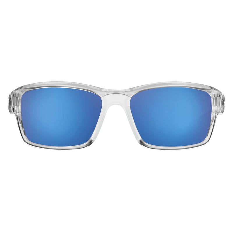 [Australia - AusPower] - Flying Fisherman Cove Polarized Sunglasses with AcuTint UV Blocker for Fishing and Outdoor Sports Clear Crystal Frames/Smoke-blue Mirror Lenses 