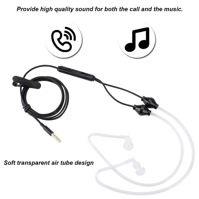 [Australia - AusPower] - Walkie Talkie Earpiece with Mic 3.5mm Radio Earpiece Acoustic Tube Earpiece Headset with CTIA/OMTP Mode Stereo Air Tube Radiation Protection Headphones for Mobile Phone (1M)(Black) Black 