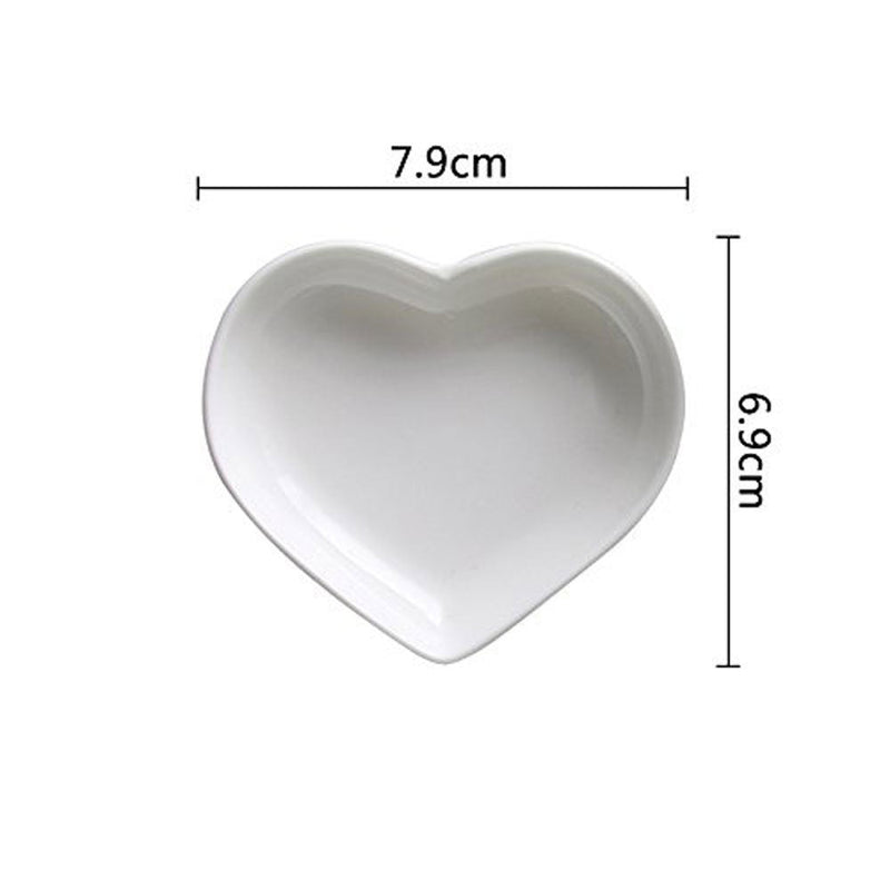 [Australia - AusPower] - Super Cute heart shape Ceramic Sauce Dish,Mini Side Seasoning Dish,Condiment Dishes/Sushi Soy Dipping Bowl,Snack Serving Dishes,Love Porcelain Small Saucer Set(Set of 4) (3.38inch) 3.38inch 