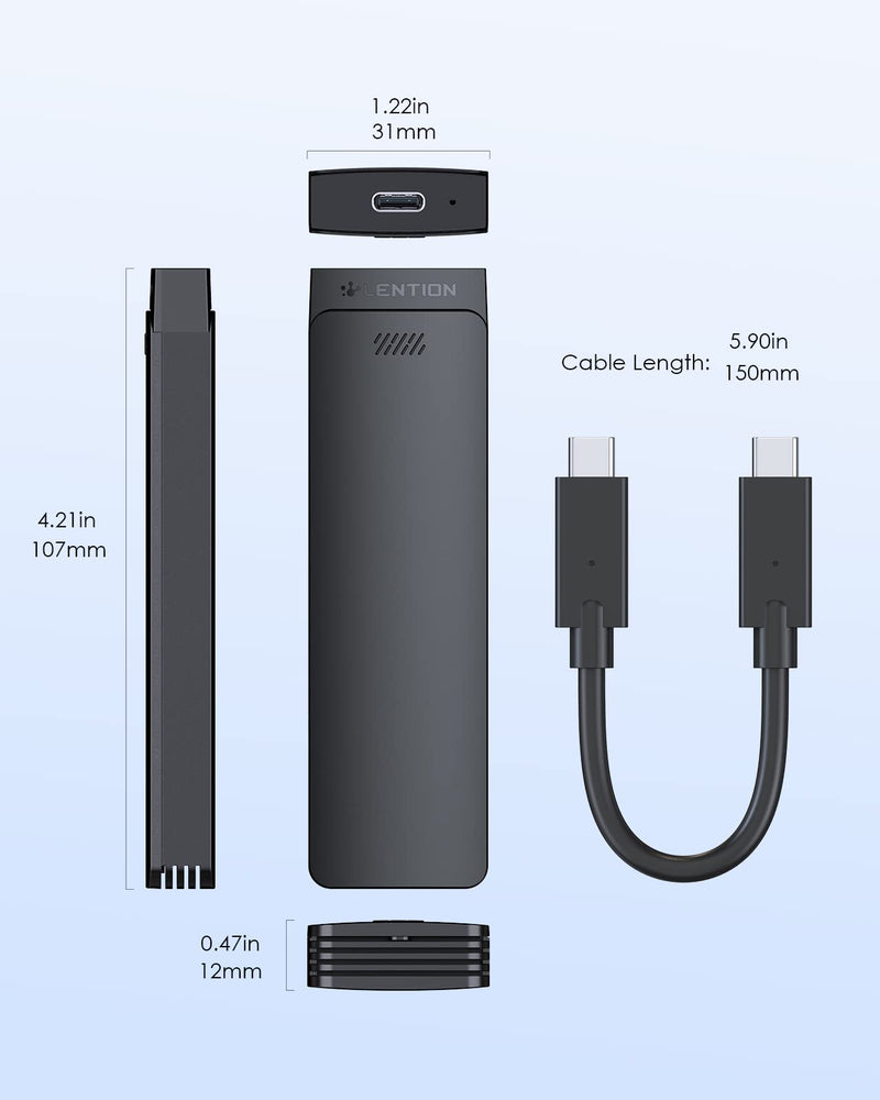 [Australia - AusPower] - LENTION USB C to NVMe & SATA M.2 SSD Enclosure, USB 3.1 Gen 2 M Key & B&M Key Hard Drive Adapter, Supports UASP for SSD Size 2280/2260/2242/2230, Compatible Mac OS, Windows, Linux, More(CB-C9b, Black) 