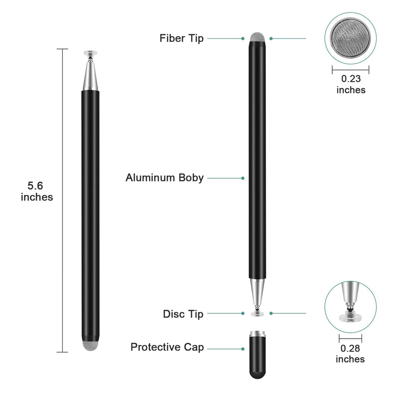 [Australia - AusPower] - Stylus Pen for iPad (2 Pcs), Universal Capacitive 2 in 1 iPad Stylus Pens for Touch Screens Compatible with iPhone iPad Tablets All Touch Devices Black/Rose Gold 