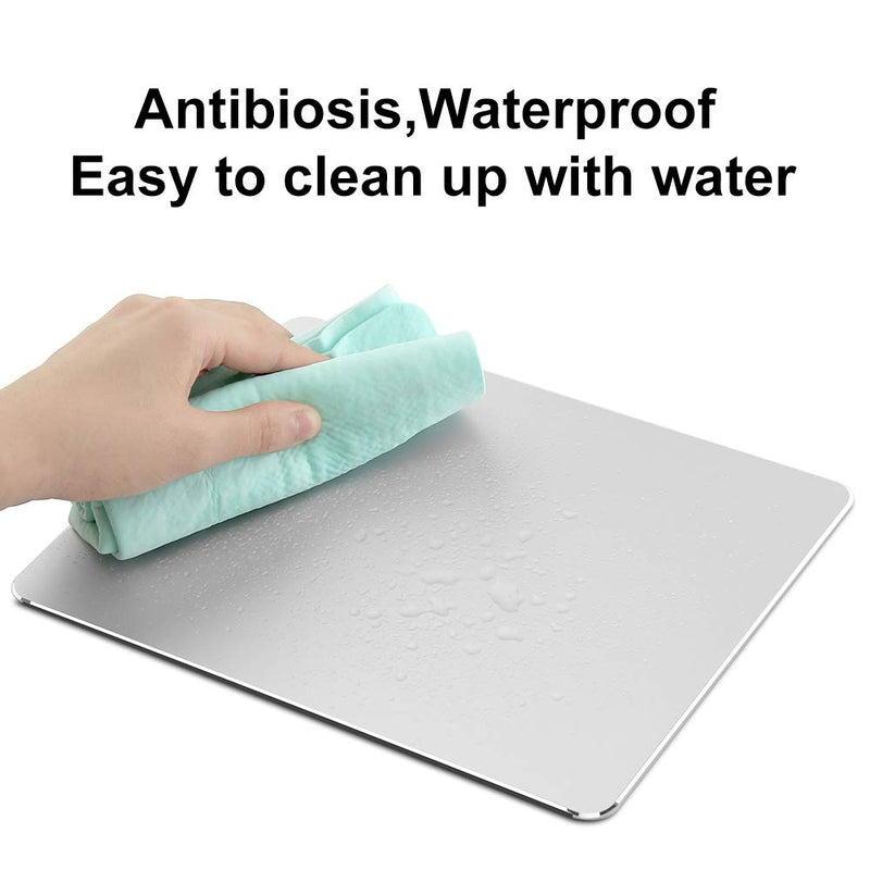 [Australia - AusPower] - Hard Silver Metal Aluminum Mouse Pad Mat Smooth Magic Ultra Thin Double Side Mouse Mat Waterproof Fast and Accurate Control for Gaming and Office(Small 9.05X7.08 Inch) Small 