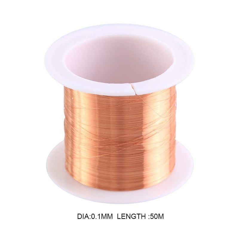 [Australia - AusPower] - 0.1mm Copper Wire, 50m Enameled Magnet Winding Wire High Temperature Resistance Craft Wire for Transformers Inductors 