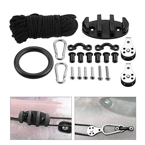 [Australia - AusPower] - ISURE MARINE Kayak Canoe Anchor Trolley Kit Eyes Wellnuts Screws Kayak Accessories Zig Zag Cleat Rigging Ring Pulleys DIY Boat 30 Feet Rope 