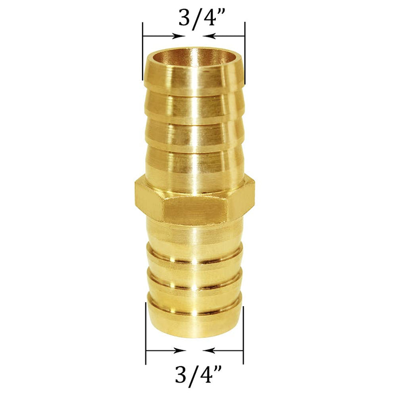 [Australia - AusPower] - Joywayus 3/4" ID Hose Barb Fitting Hex Union Brass Adapter Water/Fuel/Air(Pack of 10) 0.75 Inch 10PCS 