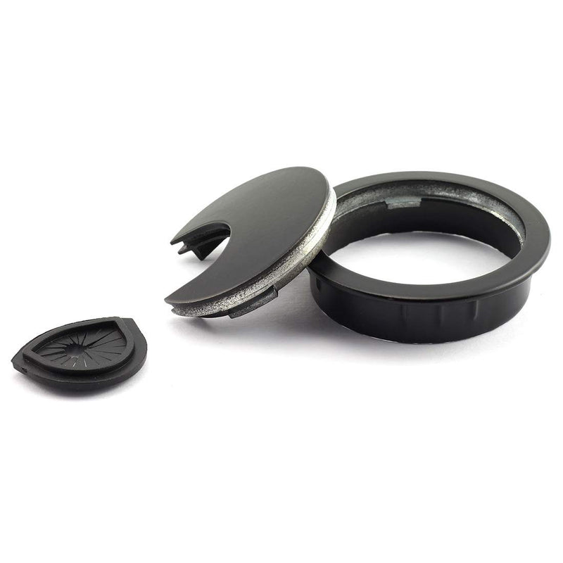 [Australia - AusPower] - HJ Garden 1pc 2 inch (50mm) Metal Desk Grommets for Managing and Hiding Wire Cord Cable Hole Cover Office PC Desk Cable Cord Organizer Zinc Alloy Cover Black 