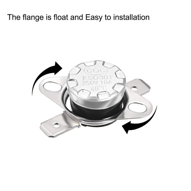[Australia - AusPower] - uxcell KSD301 Thermostat 40°C/104°F 10A Normally Open N.O Adjust Snap Disc Temperature Switch 5pcs 