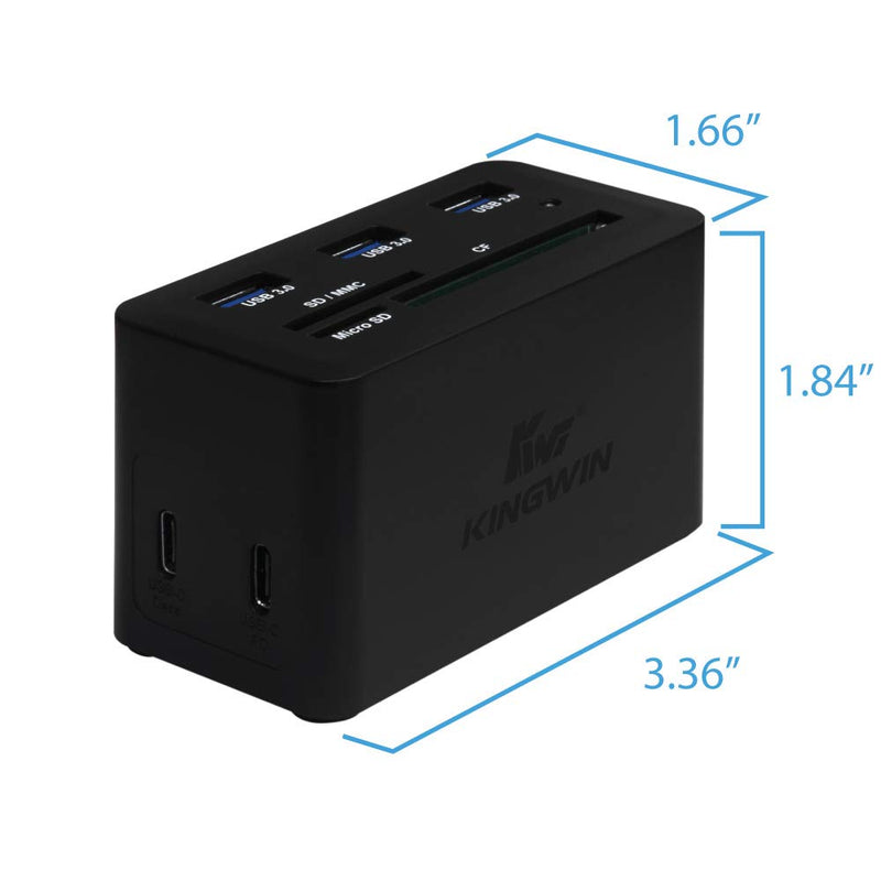 [Australia - AusPower] - Kingwin USB HUB Adapter w/Memory Card Reader Writer & USB 3.0 HUB - Thunderbolt 3 Supports High Speed SD Micro CF Card ehternet, 4k hdmi, 60W PDReader for MacBook, Laptop, Desktop - USB Cable 5 Gbps USB C + Power Delivery 