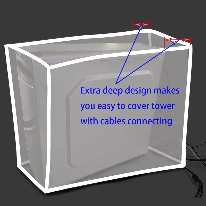 [Australia - AusPower] - CPU Dust Cover, Computer Desktop PC Mid-Tower [Antistatic, Waterproof] Jacket Protector, PC Case, Computer Dust Cover with Adjustable Elastic Cord (8.2W x16H x20D) 8.2''W x 20''D x 16''H Black 