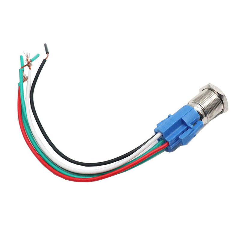 [Australia - AusPower] - Sydien 1Pc 110V-220V 3A Latching/Self-Locking Push Button Switch with Wire Connector Socket Plug for 16mm /0.63" Mounting Hole 