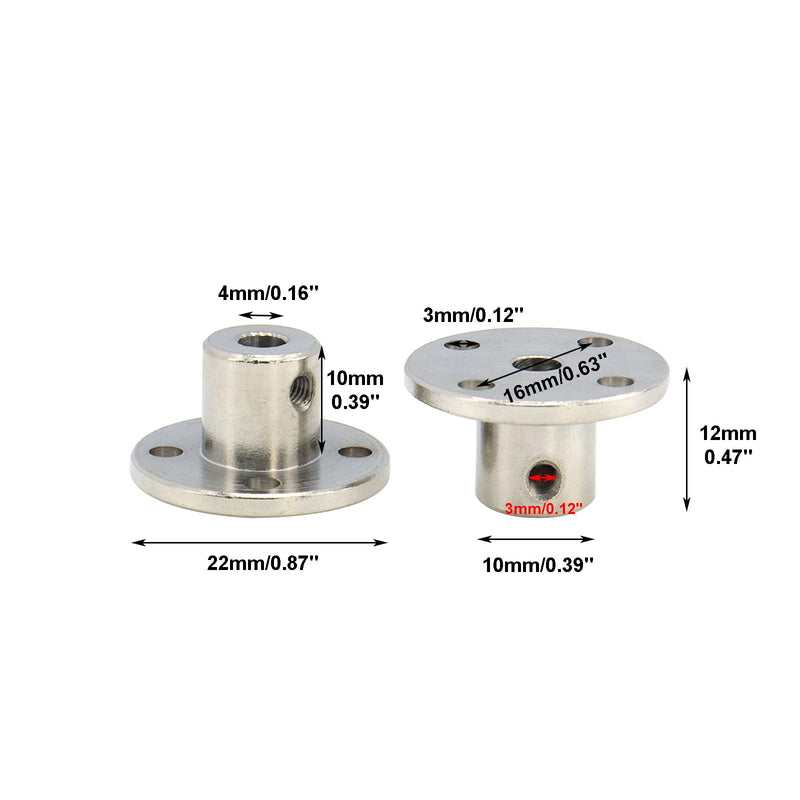 [Australia - AusPower] - Sydien 4Pcs 4mm Rigid Flange Shaft Coupling Motor Guide Shaft Coupler Connector 