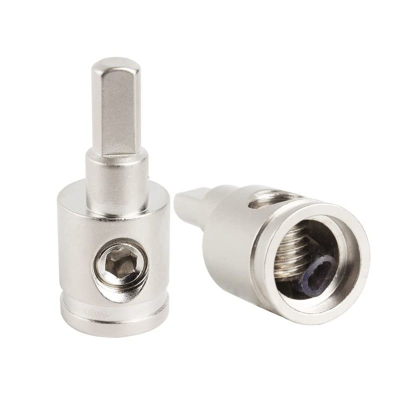 [Australia - AusPower] - Amp Input Reducer Brass with Nickel Plated 0 Gauge Car Audio Power/Ground Amp Input Reducer Adapter 2Pcs Silver 