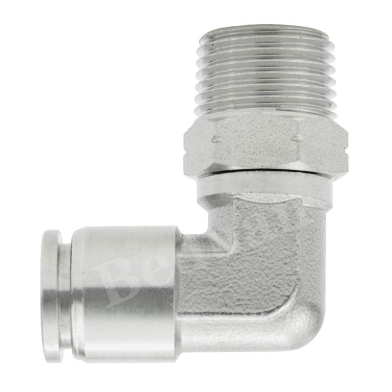 [Australia - AusPower] - Beduan Push to Connect Fitting Elbow, 1/4" Tube OD x 1/4" NPT Male 90 Degree Elbow Adapter 304 Stainless Steel Air Union Fitting 1/4"Tube OD-1/4"NPT 