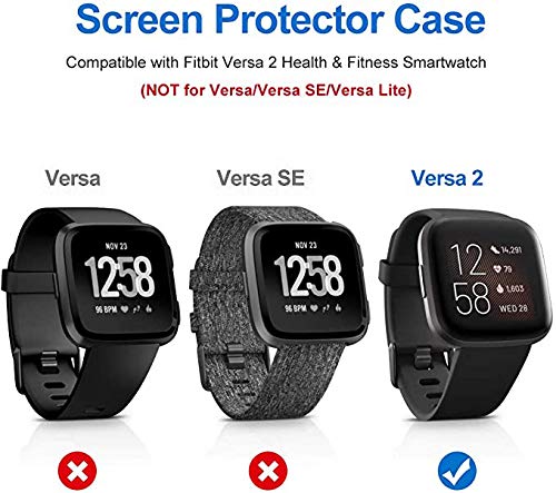 [Australia - AusPower] - HANKN 2 Pack Compatible with Fitbit Versa 2 Screen Protector Case, Soft TPU Full Coverage Protective Cover Bumper Frame Versa 2 Smartwatch (Silver x 2) Silver x 2 