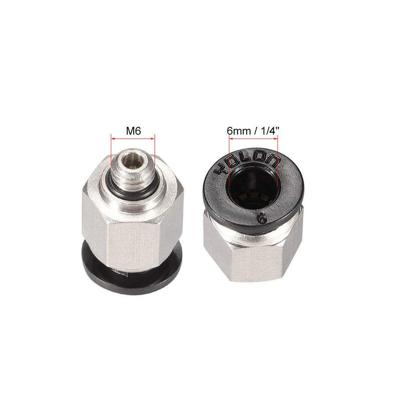 [Australia - AusPower] - uxcell Straight Pneumatic Push to Quick Connect Fittings M6 Male X 6mm Tube OD Silver Tone 6pcs 
