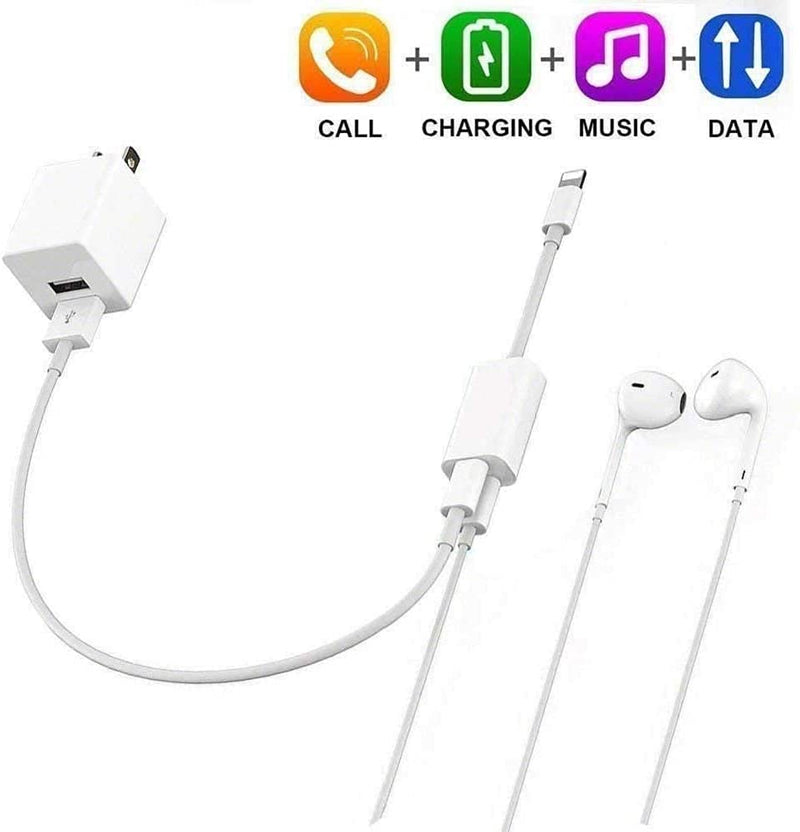 [Australia - AusPower] - PAINICA iPhone Double Lightning Splitter, Apple MFi Certified 2 in 1 Dual Lightning Headphone Audio & Charge Adapter Compatible for iPhone 131211XSXRX 8 7iPad, Support Call Sync Music Control 