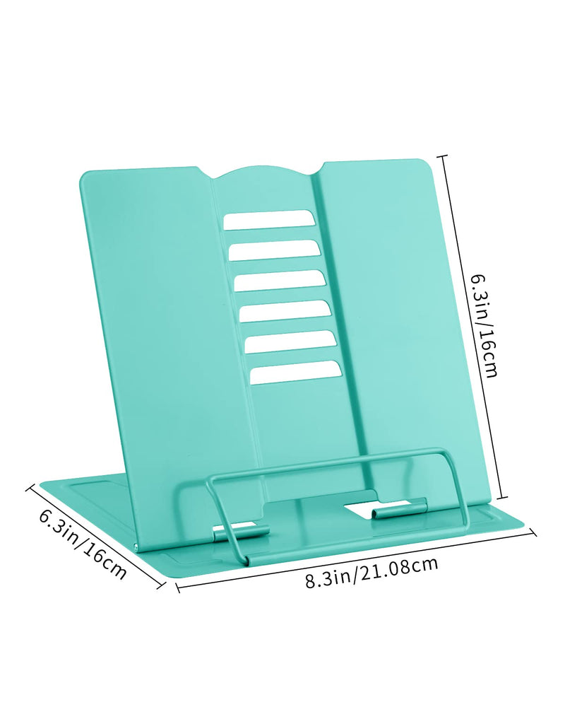 [Australia - AusPower] - MSDADA Book Stand Metal Reading Rest Book Holder Adjustable Cookbook Documents Holder Portable Sturdy Bookstands for Recipes Textbooks Tablet Music Books with Page Clips (Light Green) Light Green 