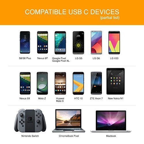 [Australia - AusPower] - USB C Cable 6ft Braided Fast Charger (+ USB C Adapter) SuperSpeed Type C to USB 3.0 (A to C) USB-IF Extra Long Cord for Nintendo Switch, Samsung Note 8, Galaxy S8, MacBook, Google Pixel 2 - Space Gray 