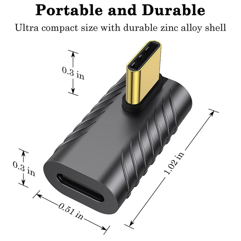 [Australia - AusPower] - AuviPal USB C 90 Degree Adapter (2 Pack), 40Gbps USB C Male to USB C Female Connector, USB Type C Thunderbolt 4/3 Extender for MacBook Pro, iMac, iPad Pro, Tablet, Phones and Other Type C Devices 