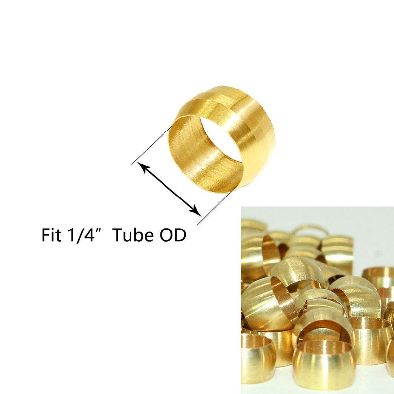 [Australia - AusPower] - Beduan Brass Compression Fitting, Compression Sleeve Fitting Ferrule Sleeve 1/4" Tube OD (Pack of 40) 